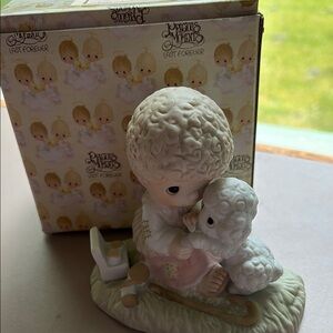 Precious Moments Boy Helping Lamb